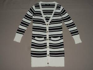 * Cecil McBee. white × black border. Gold color button long knitted manner cardigan *M size *