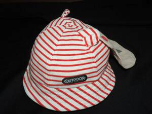 ♪OUTDOORの赤ボーダーくまデザインの可愛い帽子☆４６センチ☆アウトドア☆