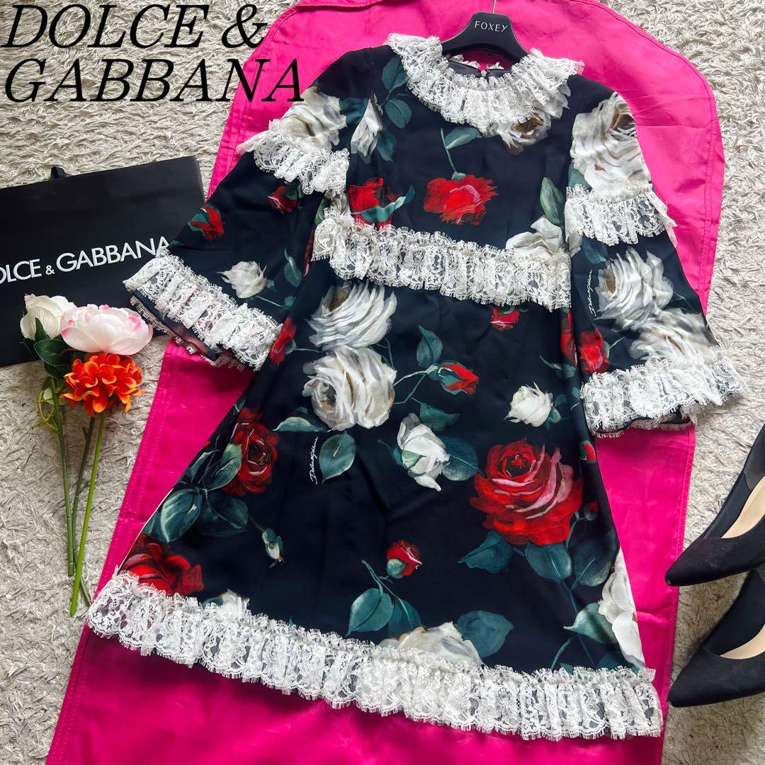 良品】DOLCE & GABBANA ドッキングワンピース レース 42 ドルチェ