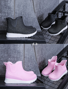 15см дождевые туфли детские детские дождевые ботинки кроссовки модные дождевые ботинки короткие кроссовки дождя черные 409