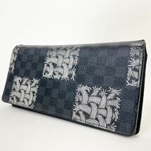 1円〜【希少】LOUIS VUITTON ルイヴィトン 長財布 ダミエ ポルトフォイユブラザ グラフィット クリストファーネメス N61211 ロープ 黒系_画像2