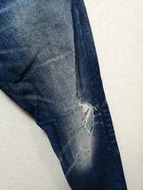 送料520美品 GAP ギャップ SKINNY34×32 1969KAIHARA JAPANESE SELVEDGE DENIM スリムフィットセルビッチデニム クラッシュリペア加工 赤耳_画像3