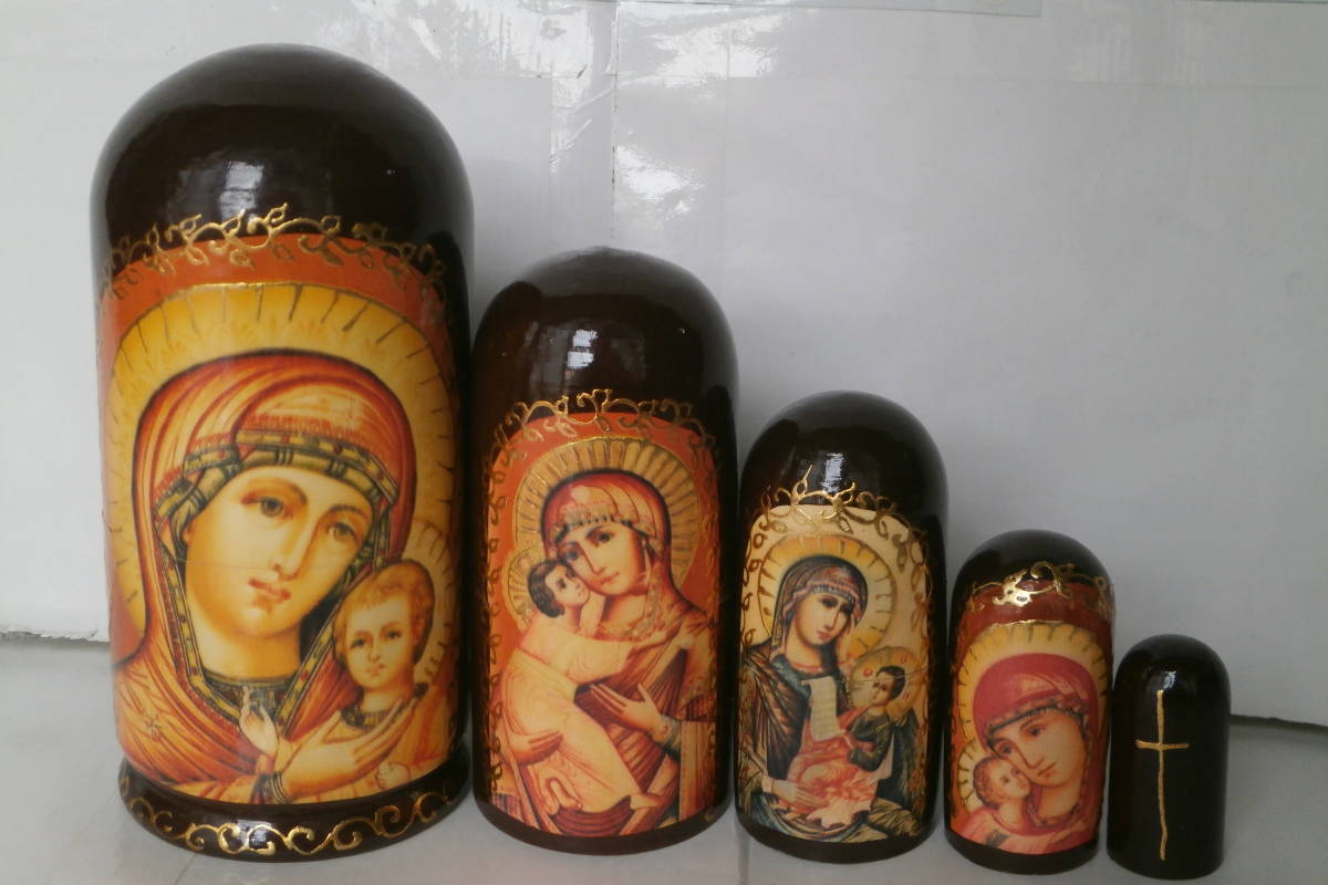 ★ Poupée Matriochka Vierge Marie МАТРЁШКА Artisanat Hauteur 18 cm Fabriqué en Russie Stocké à la maison, peinture, peinture à l'huile, peinture religieuse