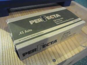 AMMO empty box PERFECTA 45 AUTO 230 Gr FMJ 1 box ( tray attaching )