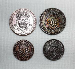 1934年~ スウェーデン 古い硬貨 4枚 ◆f-111