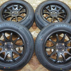 ★軽量★185/60R15 7J+30 4H100 新品 人気 深リム逆ゾリ 1台分 AQUA VITZ COROLLA SIENTA YARIS FIT SWIFT CUBE DEMIO クロスビー ブラックの画像2