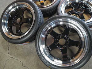 ★ツライチ★165/45R16 6J+45 4H100 逆ゾリ 深リム 新品 人気 1台分 N-BOX タント ウェイク スペーシア ルークス パレット カスタム BK/P