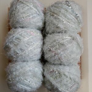 引き揃え糸 毛糸 ハンドメイド 編み物 ホワイト 6玉
