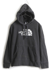 ■ ノースフェイス プリント スウェット フード パーカー ( レディース L ) The North Face アウトドア プルオーバー 裏起毛 黒 ブラック