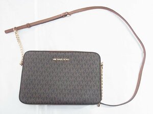 マイケルコース MICHAEL KORS ショルダーバッグ スクエア PVCレザー モノグラム ブラウン 美品