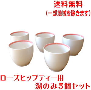 送料無料 ローズヒップ 7cm 湯呑み 5個 セット 満水 150ml レンジ可 食洗機対応 美濃焼 日本製 フルーツティー フレーバーティー 茶器