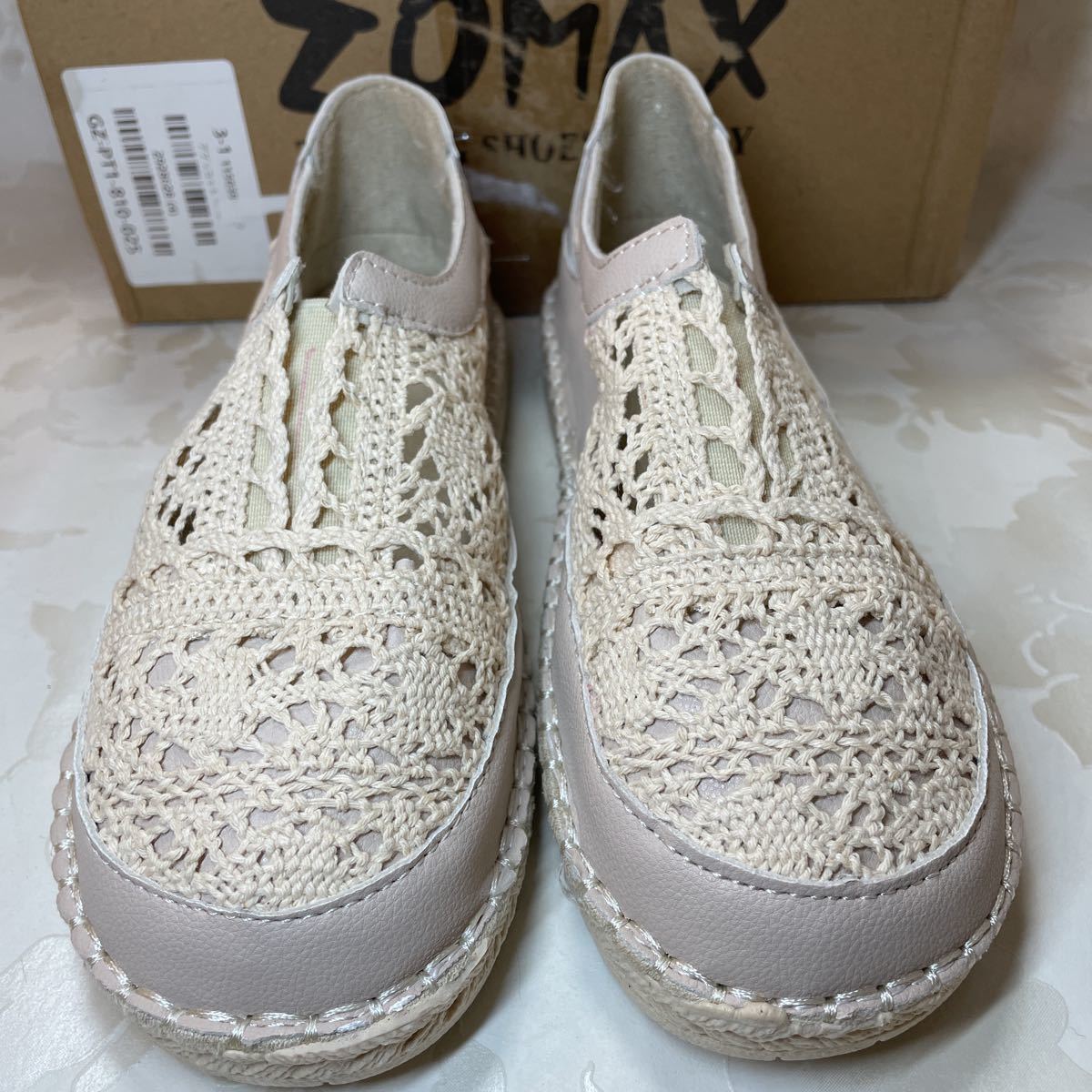 未使用品】総レース シューズ サンダル ベージュ Mサイズ レディー