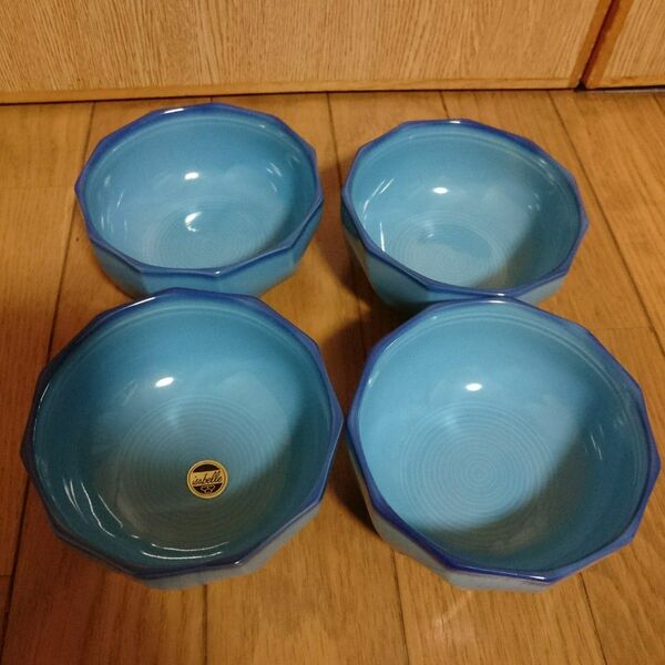 青い陶器 中鉢4客 鉢セット ブルー鉢