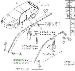 【スバル純正新品】SUBARU 未使用品 ★超希少品★ レガシィ ＢＬ B4 セダン用 ウェザーストリップ 右側 2003/1-2009/4 BL5 BLE BP9