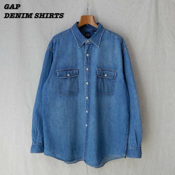 GAP INDIGO DENIM SHIRTS L SHIRT23008 OLD GAP ギャップ デニムシャツ オールドギャップ