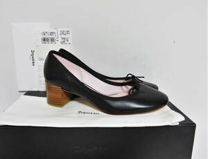 送料無料 定価5.5万 新品 repetto Farah Ballerina 36 ブラック フランス製 レペット チャンキーヒール パンプス