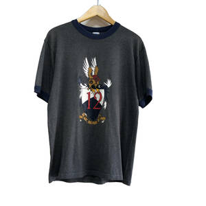 USA 古着 半袖 リンガーTシャツ トリムTシャツ ステレオタイプ TALON メンズM チャコール 古着卸 激安 BA0738