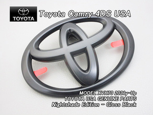 カムリXV70/TOYOTA/トヨタCAMRYセダン純正USエンブレム-リアTマーク黒/USDM北米仕様V70ハイブリッドHYBRIDグロスブラック色オーバーレイUSA