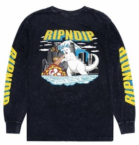 Ripndip Nermzilla L/S T-Shirt Black Mineral Wash S Tシャツ 