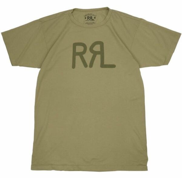 美品　送料込　ダブルアールエル　RRL ロゴ クルーネック Tシャツ T-SHIRT ヴィンテージ ラルフローレン コットン　サイズS カーキ