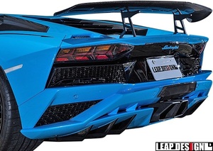 【M’s】LAMBORGHINI Aventador LP740-4 S / LEAP DESIGN リアウイング + エクステンションスポイラー ／／ FRP エアロ リープデザイン