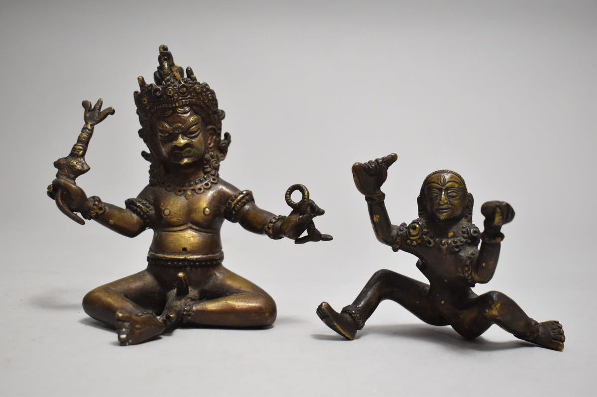 【英】1829 時代 銅歓喜仏 仏教美術 中国 朝鮮 チベット 銅製 銅器