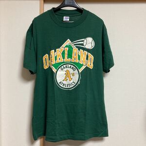 【希少】80’s MLB OAKLAND ATHLETICS オークランド アスレチックス Tシャツ グリーン Lサイズ オールド ビンテージ