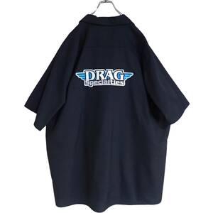 4335/美品THROTTLE THREADS Kustom Shopwear半袖 ワークシャツ 3XL●ネコポス可●前後ワッペン DRAG Specialties スロットルスレッズ古着