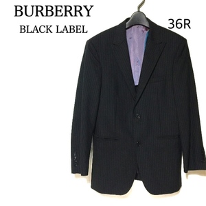 バーバリーブラックレーベル テーラードジャケット 36/BURBERRY BLACK LABEL SUPER 100's ストライプ 2B