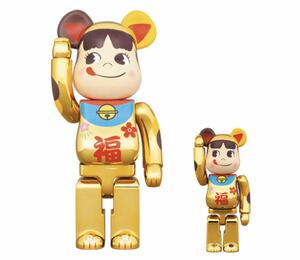 BE@RBRICK 招き猫ペコちゃん 福 金メッキ 100％ & 400 ベアブリック