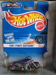 ホットウィール　スコーチンスクーター　1997ファーストエディション　Scorchin'Scooter パープル　　マテル100%HotWheels　ハーレー