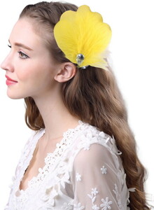 [ mail service ] feather feather hair accessory [ yellow - Yahoo auc ] Bick corsage head dress hair ornament Dance ballet ba Rely nacy7-