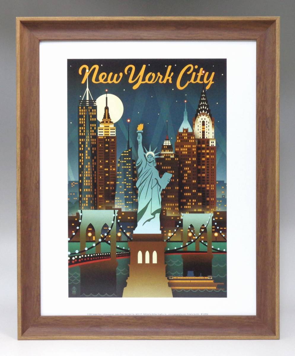 New ☆ Framed art poster ◇ Lantern Press ☆ Lantern Press ☆ New York ☆ Night view ☆ Painting ☆ Wall hanging ☆ Interior ☆ Retro style poster ☆ 353, printed matter, poster, others