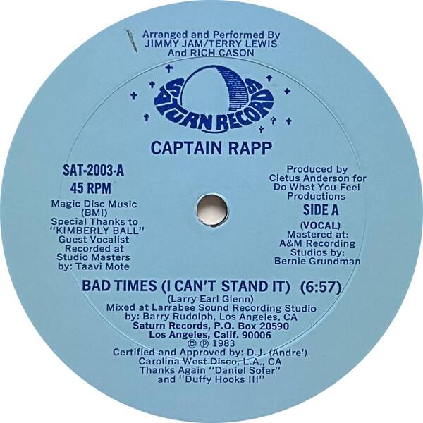 Captain Rapp - Bad Times (I Can't Stand It)