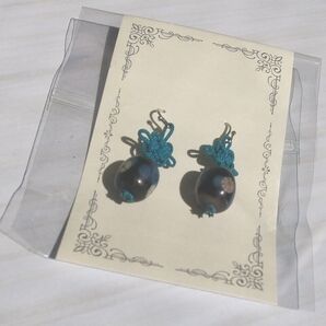 【和装小物】とんぼ玉ピアス ブルー系