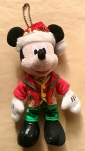 中古 ミッキーマウス ぬいぐるみバッジ DISNEY CHRISTMAS FANTASY 2014 少し難有り ディズニー クリスマス TDL 東京ディズニーランド限定