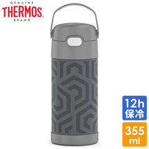 サーモス ステンレス ストロー 水筒 サーモス ステンレス水筒 グレー・ウェーブ ストロー 350ml THERMOS 子供 デザイン_画像1