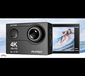★大人気の高性能AKASOアクションカメラ ４K 30FPS 1050mAhバッテリー2つ水中カメラ スポーツカメラ 2,000万画素 手振れ補正