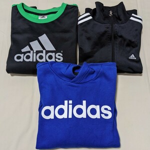 +WQ4 adidas アディダス 福袋 150 3点 セット まとめ 男の子 男子 長袖 ジャージ ジャンパー トレーナー スウェット スポーツ ウェア