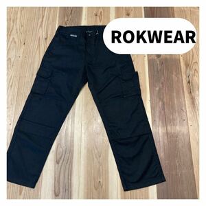 ROKWEAR ワークウェアブランド UK ヨーロッパ USA企画 ワークパンツ カーゴパンツ ブラック W34 玉mc1334