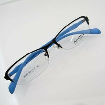【匿名配送】メガネフレーム 眼鏡 メタル ナイロール TR90 ブラック ブルー　8039 53口17-141　N010_画像1