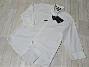 【未使用】★TOMMY HILFIGER/トミーヒルフィガー/メンズ/麻混/BD/七分袖シャツ★XL〔P235〕