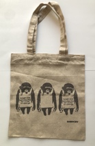 Flat Canvas tote bag/フラットキャンバストートバッグ【Banksy/バンクシー】Laugh Now/モンキー/猿/サル/ナチュラル-1_画像1