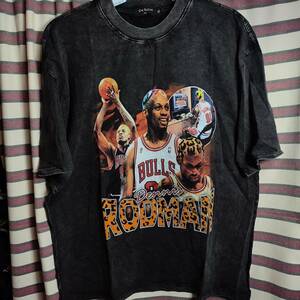 デニス ロッドマン Tシャツ Dennis Rodman Vintage type RAP Tee オーバーサイズ NBA シカゴブルズ ビンテージ風 90's