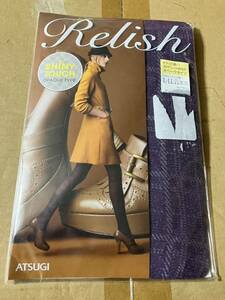 atsugi relish 30 Denier ope-k tights L-LL car i knee check pattern violet shiny touch bread -stroke tights stockings 