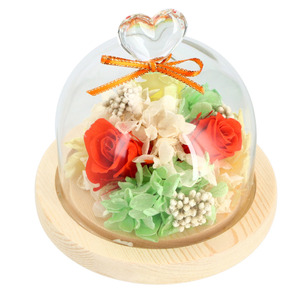 * orange gradation ... preserved flower glass dome mail order Heart arrangement ... flower .. flower . flower dome type 