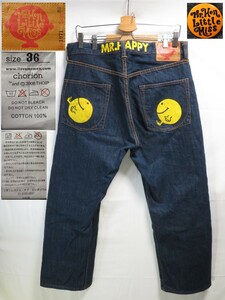 MR.HAPPY★W36(約88cm)【Mr.Men LittleMiss/ミスターメンリトルミス】ジーンズ/1971/デニムパンツ/ジーパン/ジッパー/ミスターハッピー★