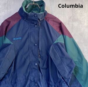 コロンビア　Columbia ナイロンジャケット　紺緑紫　古着　90年代