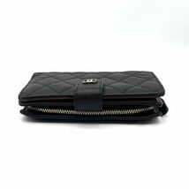 1円 良品 CHANEL シャネル マトラッセ ココマーク キャビアスキン コンパクト ウォレット 二つ折り 財布 D012552_画像5