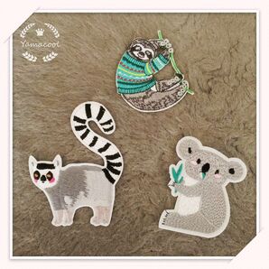 MS01 刺繍アイコンワッペン 3枚分 動物 大きいサイズ